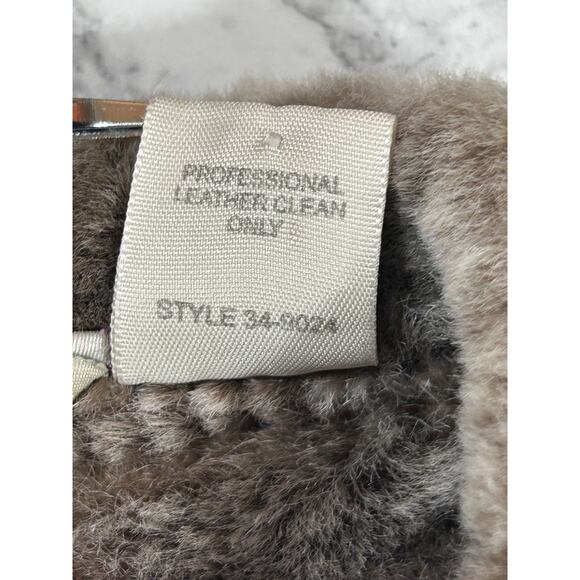 J. Jill 100% Leather Vest Jacket S Sherling Wine/Brown Front Zip Boho Indie - Picture 8 of 11